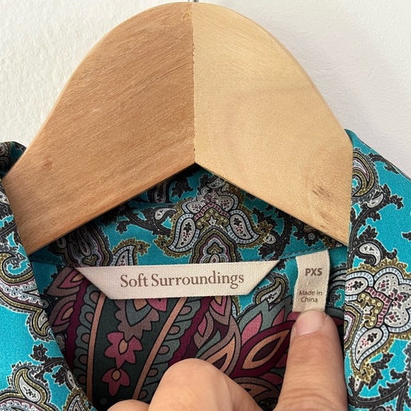 Soft Surroundings Lilit Silk Paisley Pattern Button Up Shirt Size XS Petite - Picture 5 of 10